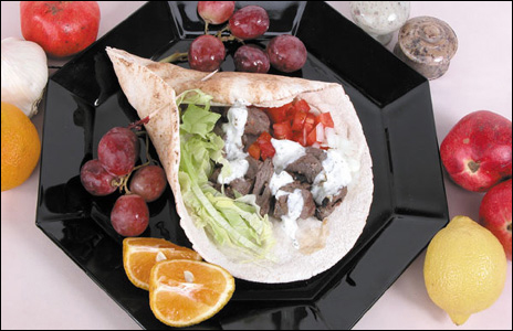 Studio Photograph of  Middle Eastern Beef Wrap by DDA