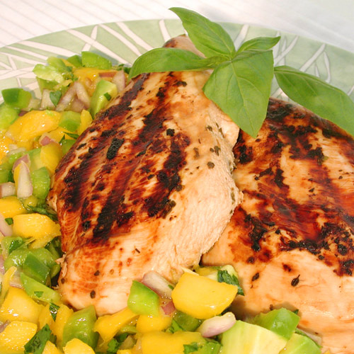 Digital photography on a food of Barbequed Chicken with Chilled Fresh Salsa