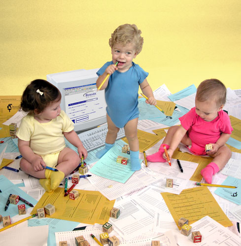 Digital photography of babies at work - Model photography