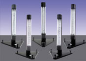 Extremely high quality with high-resolution and extremely high detail of digital photograph of five flowmeters for Key Instruments - Product Photography